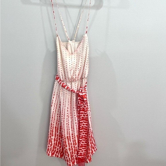 Collective Concepts orange and white spaghetti strap belted dress size small - Picture 3 of 7